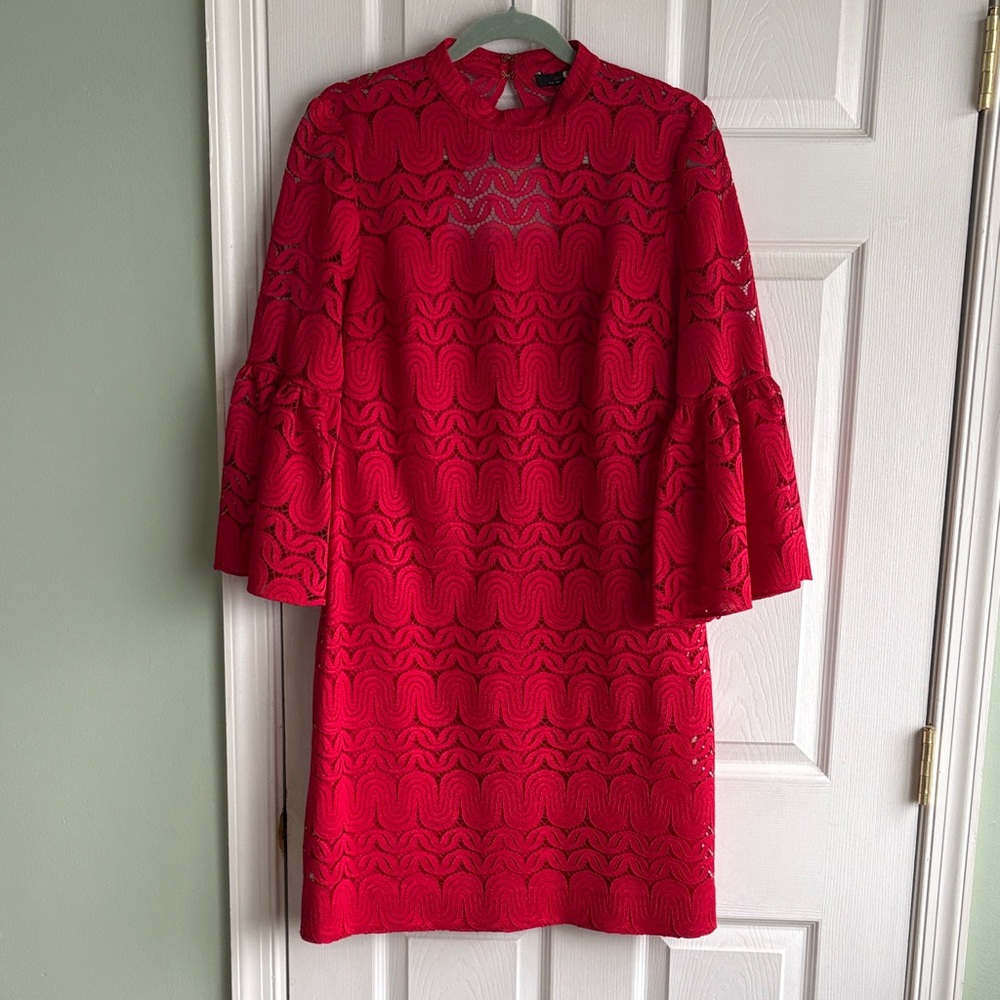 Trina Turk Vibrant Red Long Sleeve Dress